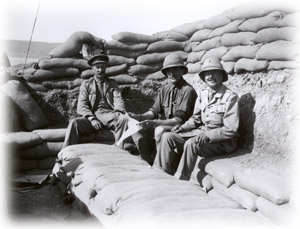 Lord Headford, Lord Powerscourt and the Earl of Granard at Anzac. The Marquis of Headford was ADC on the Staff of the 10th (Irish) Division. Viscount Powerscourt was APM of the 10th(Irish) Division. The Earl of Granard commanded the 5th Royal Irish Regiment.