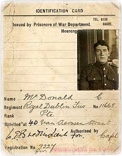 Christopher's ID Card as issued by the Prisoner of War Department in the Hague.