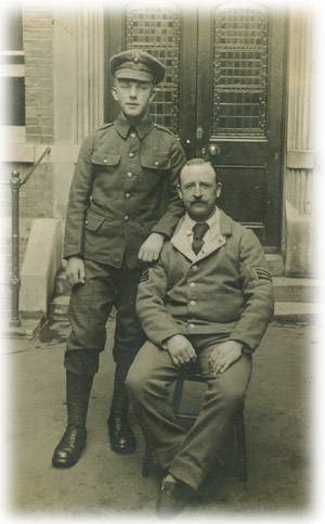 Andrew Kinsella (seated) recuperating in England after being injured in the Battle of the Somme.