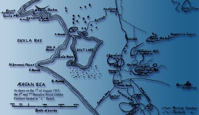 mAt down on the 7th of August 1915, the 6th and 7th Battalion Royal Dublin Fusiliers landed at "C" Beach.