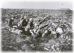 Irish soldiers in the trenches at Ginchy.
